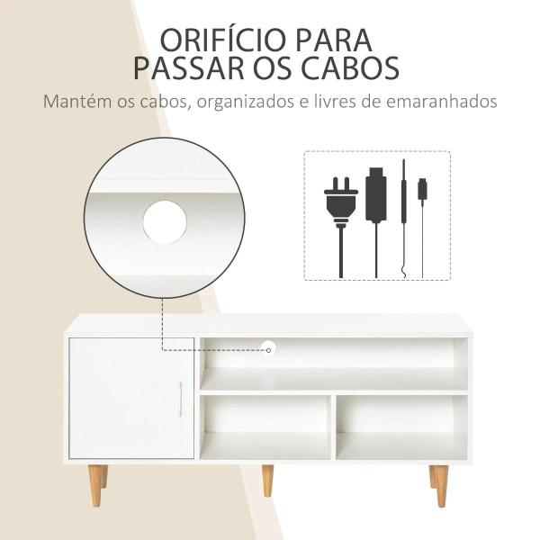 Móvel de TV para Televisores de até 60” Móvel de Sala de Estar Moderno com Armário 3 Compartimentos 120x40x55cm Branco