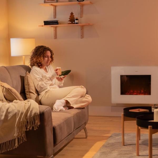 Lareira Elétrica Ready Warm 2690 Flames Connected 26 2000W (Branco) - CECOTEC