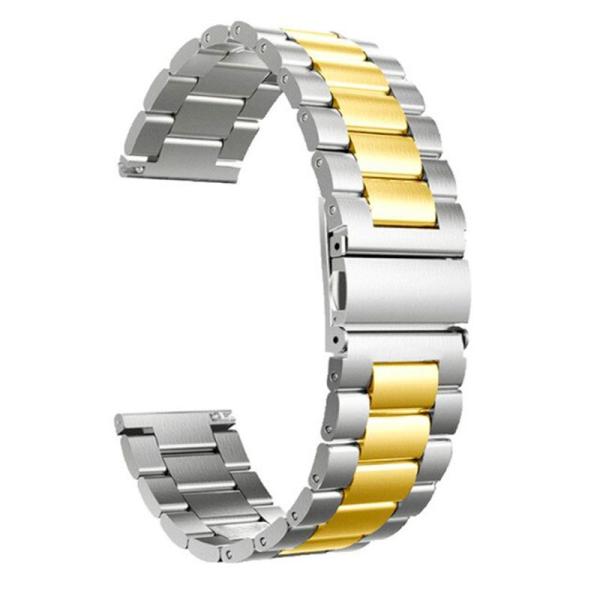 Correia Met. Dual Elos (Dourado) p/ Xiaomi Amazfit GTS/Bip/Bip Lite/ GTR 42mm/Ticwatch/Huawei/Samsun