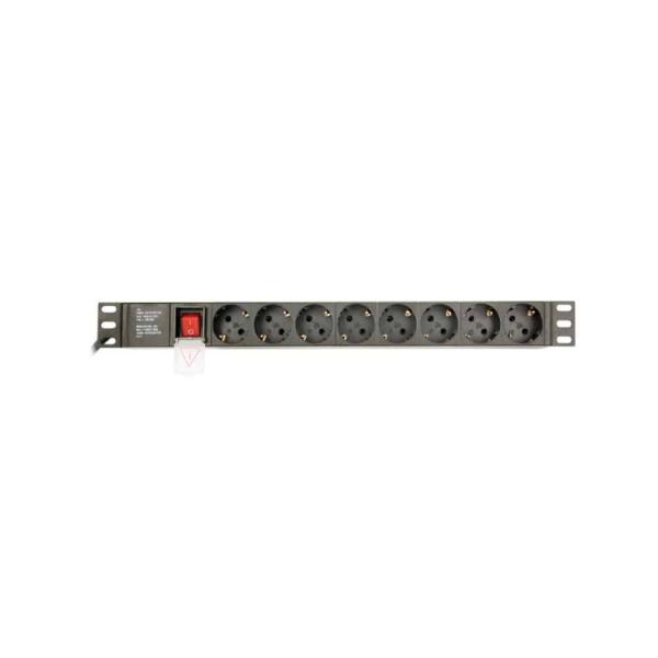 Régua de Tomadas de Alimentação PDU 8×Schucko 1U 16A C14 3 metros — Recondicionado