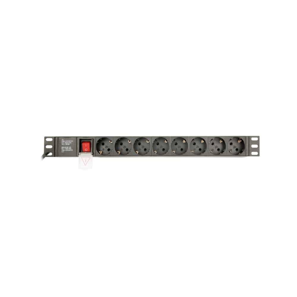 Régua de Tomadas de Alimentação PDU 8×Schucko 1U 16A C14 3 metros — Recondicionado