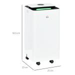 Desumidificador Elétrico 10L/dia Depósito 2,5L Silencioso com 5 Modos 2 Velocidades Ecrã LED e Temporizador 25x25x50,5 cm Branco