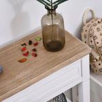 Mesa Consola Multifuncional Mesa Auxiliar para Sala de Estar Corredor Sala de Jantar com 2 Prateleiras 1 Gaveta Removível Puxador Estilo Retro Pinho 75,6x27,5x80,5 cm Madeira Natural e Branco