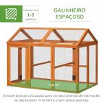 Galinheiro para Exterior 140x88,5x106 cm para 1 - 3 Galinhas com Estrutura de Madeira e 2 Portas com Fechadura Madeira