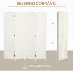Biombo de 4 Painéis Separador de Ambientes Dobrável 160x170 cm para Sala de Estar Dormitório Escritório Branco