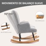 Poltrona Baloiço em Borrego Poltrona para Amamentação com Encosto Capitonê e Base de Madeira 65x88x87 cm Cinza Claro
