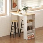 Mesa de Bar de Bistrô com 3 Prateleiras com Suporte Estilo Moderno para Cozinha e Sala de Jantar 112x57x106 cm Branco