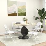 Conjunto de 4 Cadeiras Dobráveis com Encosto e Estrutura de Aço para Sala de Estar escritório Estúdio 45x46x78 cm Branco