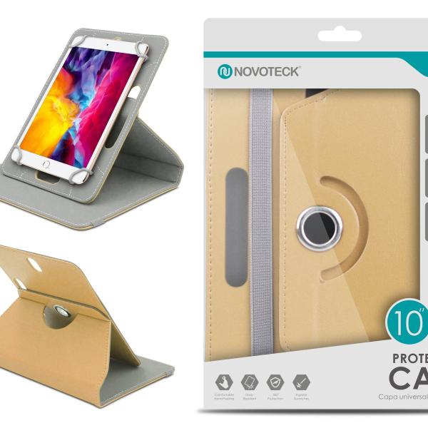 Capa Protetora Universal Dourado para Tablet de 10'' - N-004- Confortável, Resistente a Quedas e com Suporte Ajustável