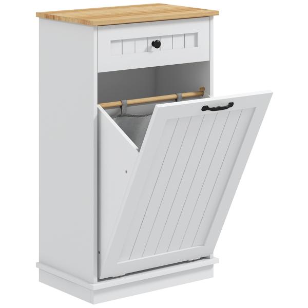 Móvel Auxiliar Casa de Banho Armário Casa de Banho com Gaveta Cesto para Roupa Móvel Casa de Banho Moderno 52x33x90 cm Branco