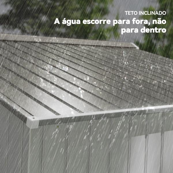 Abrigo de Jardim Exterior para Armazenamento de Ferramentas com 4 Janelas 277x195x192 cm Branco e Cinza Escuro