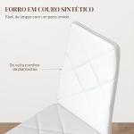 Conjunto de 6 Cadeiras de Sala de Jantar Estofadas em Couro Sintético com Encosto Alto e Pés de Aço 41x50x97 cm Branco