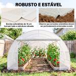 Cobertura de Estufa de Túnel 6x3x2m Cobertura de Substituição de Estufa com 12 Janelas e Portas Enroláveis Branco