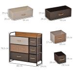 Cómoda com 7 Gavetas de Tecido Dobráveis Móvel Organizador com Estrutura Metálica e Antitombo 80x29x78,5 cm Multicolor