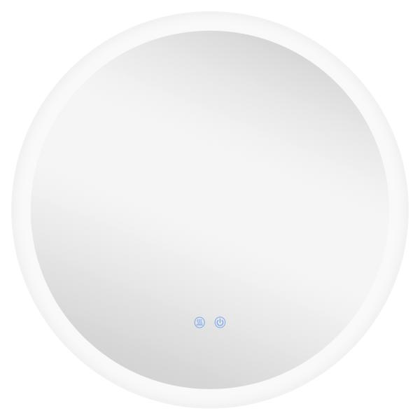 Espelho Casa de Banho Redondo com Luzes LED Ø60 cm Função Antiembaciamento 3 Luzes Função de Memória e Interruptor Tátil Prata