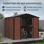 Abrigo de Jardim Exterior 4,4 m² 240x206x198 cm Abrigo de Jardim com Porta de Correr e Fechadura Teca