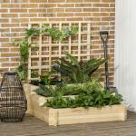 Floreira de 3 Níveis com Treliça Hortal Vertical com Tecido não Tecido para Cultivos de Verduras Flores 95x95x110 cm Madeira