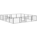 Parque para Cães com 16 Painéis e 2 Portas, Recinto em Aço para Interior e Exterior 80x60 cm Cinzento