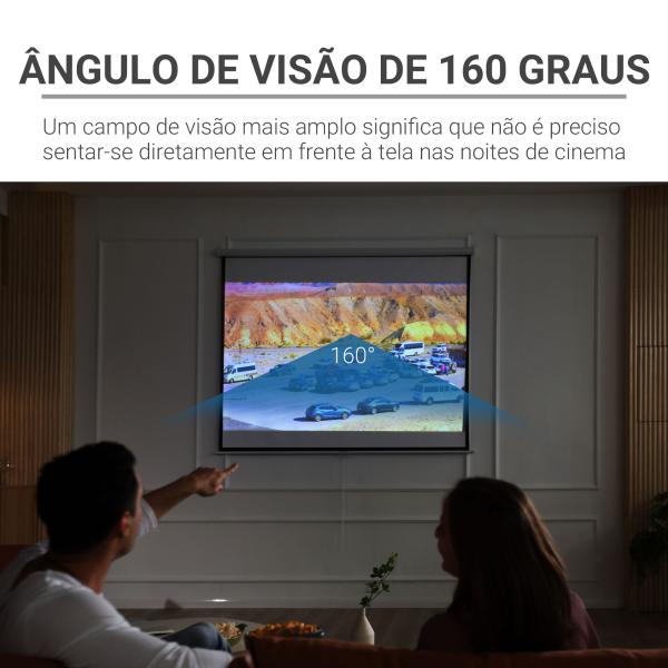 Tela de Projeção Manual 100 Polegadas Ecrã de Projeção Formato 4:3/16:9 para Interior e Exterior Cinema em Casa Escritório Pátio Branco