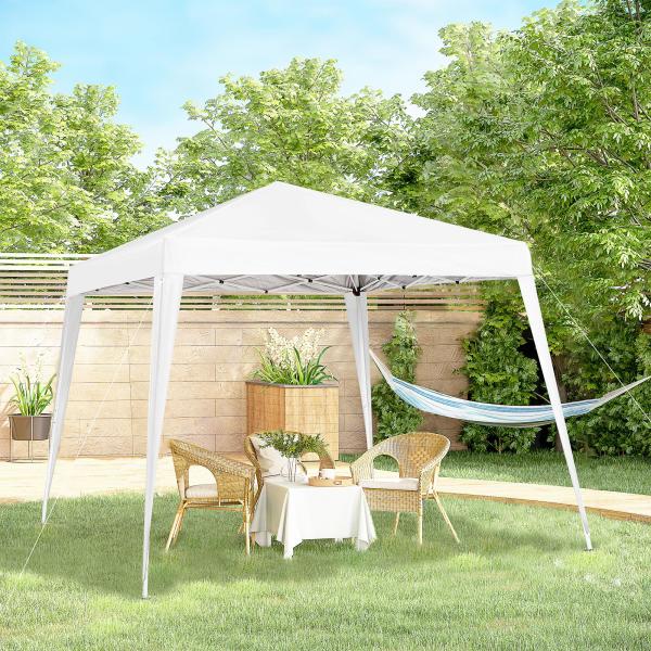 Tenda Dobrável Tenda com Desenho Pop Up para Jardim Campismo Festas Eventos Aço e Oxford 297x297x250 cm Branco