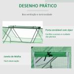 Estufa Pequena para Cultivo com 4 Janelas Enroláveis, Estrutura de Aço e Cobertura PE Anti - UV 180x140x80 cm Verde