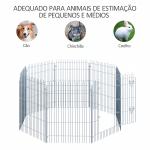 Parque para Animais de Estimação com 8 Paineis 63x91cm Cerca para Animais de Estimação com Porta com Trava para Jardim Pátio Exterior Prata