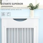 Cobertura Radiador 78x19x82cm Cobertura Radiador de MDF Moderno com Prateleira Carga 10kg e Dispositivo Anti Rolamento para Sala de Estar Dormitório Branco