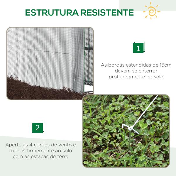 Estufa de Jardim Estufa Caseira com 4 Prateleiras Porta Enrolável Cobertura de PE 140g/m² e Estrutura de Aço para Cultivos de Plantas Flores 120x186x190cm Branco