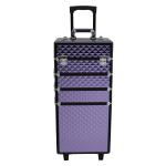 Mala de Maquilhagem Professional com Rodas Universais Diferentes Níveis e Alça Extensível 33,5x23x76 - 95,5 cm Roxo
