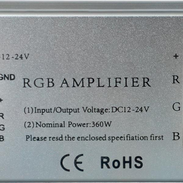 Repetidor/Amplificador RGB de 12V - 24V 360~720W 3x 10A