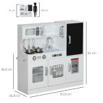 Cozinha de Brincar para Crianças Cozinha Infantil de Madeira com Acessórios Máquina de Gelo e Ardósia 83,8x26,8x81 cm Branco