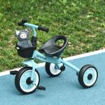 Triciclo para Crianças de 2 a 5 anos com Assento Ajustável Cesta Buzina e Pedais e 3 Rodas 70,5x53x58 cm Azul