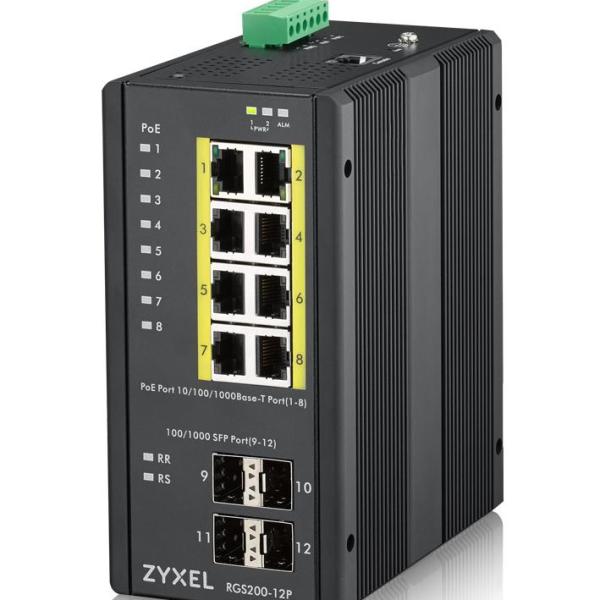 Switch RGS200 - 12P Gerido L2 Gigabit Ethernet 1000 Mbit/s (PoE) Preto - ZYXEL