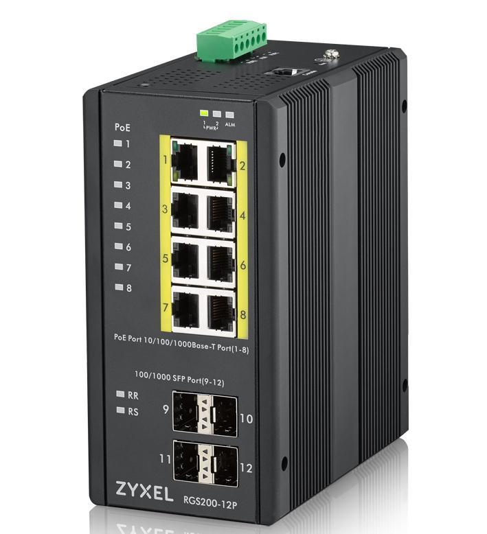Switch RGS200 - 12P Gerido L2 Gigabit Ethernet 1000 Mbit/s (PoE) Preto - ZYXEL