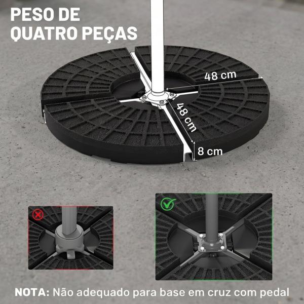 Conjunto de Pesos para Base de Chapéu de Sol de 4 Peças Preenchível com 52 Litros de Água 60 kg de Areia ou 70 kg Ambos Preto