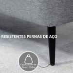 Banco de Armazenamento Estofado em Linho com Tampa Abatível e Pés de Aço Carga Máxima 150kg 101x38,5x44,5 cm Cinza