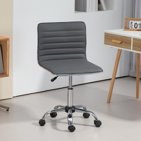 Cadeira de Escritório sem Apoio para os Braços Cadeira de Escritório Giratória com Altura Ajustável 48x52x78 - 90 cm Cinza