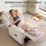 Cadeirão Relax Reclinável com 8 Pontos de Massagem e Calor Lombar, com Apoio para os Pés, Encosto Largo e Bolso Lateral, Bege