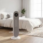 Aquecedor Elétrico Cerâmico PTC 1300/2000 W com Controlo Remoto, Oscilação 45°, Temporizador 12 h, Branco