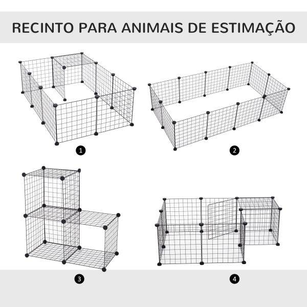 Recinto de Metal para Pequenos Animais de Estimação com 12 Painéis Desmontável DIY 106x73x36 cm Preto