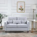 Sofá de 2 lugares Poltrona de dois lugares para sala de estar com almofadas e assento acolchoado fronha lavável 140x78x83 cm cinza claro