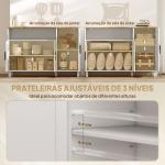 Aparador de Sala com Prateleiras Ajustáveis Compartimento Aberto Pernas de Madeira 110x33x75 cm Branco