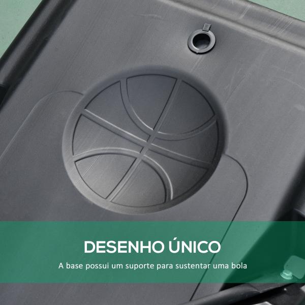 Cesta de Basquetebol com Altura Ajustável 220 - 365 cm Aro de Basquetebol com Suporte Rodas Base Recarregável Preto