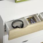 Cómoda com 5 Gavetas Cómoda de Quarto com Pés de Madeira Estilo Nórdico 99x39x101 cm Branco e Carvalho