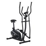 Bicicleta elíptica de fitness com Resistência Magnética Ajustável Tela LCD Sela Ajustável Monitor de Frequência Cardíaca e Volante 3 kg 103x62x151 cm Preto