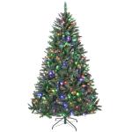 Árvore de Natal 210 cm com Luzes LED 9 Modos de Iluminação 1160 Ramos e Neve Artificial Verde