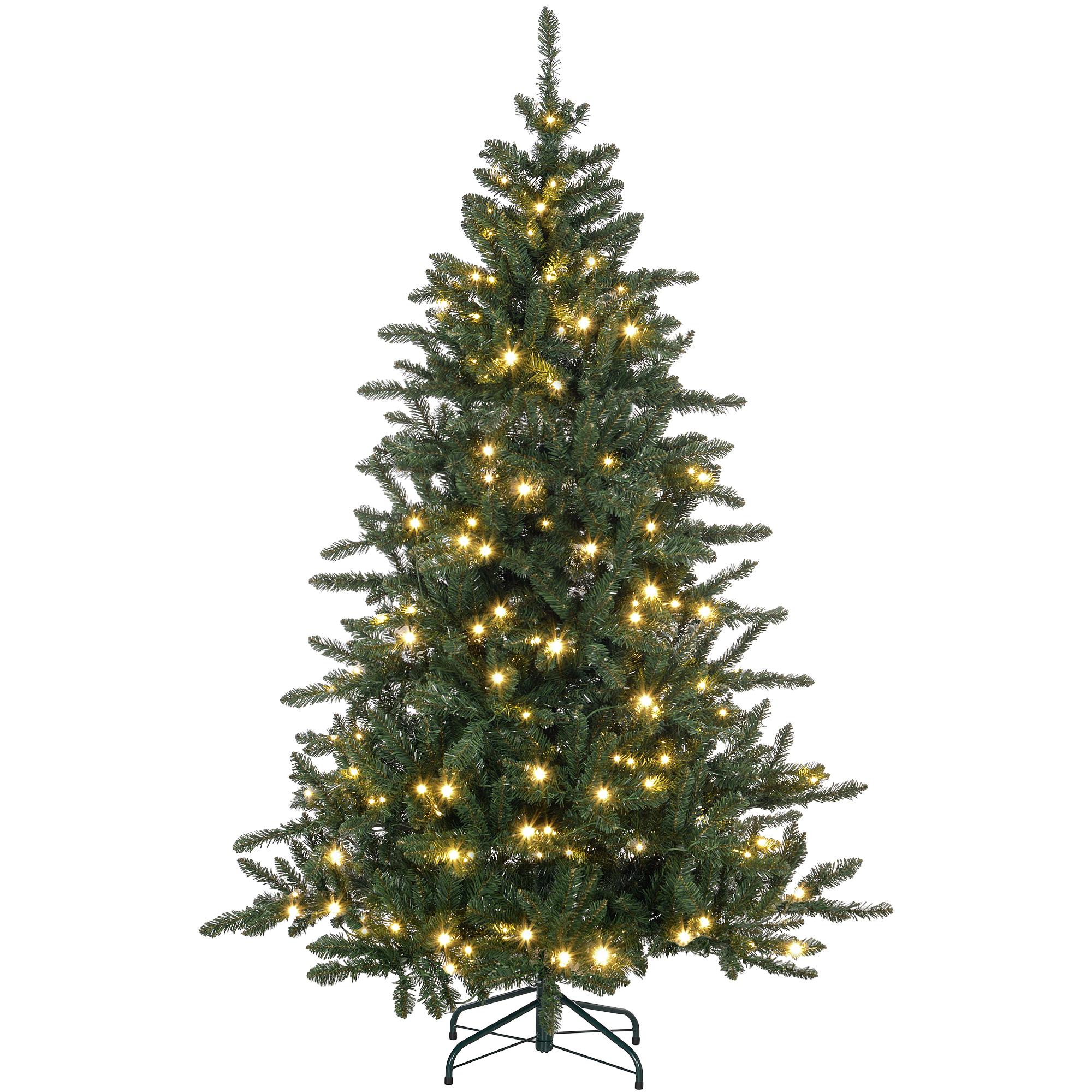 Árvore de Natal Artificial 180 cm com 310 Luzes LED 872 Ramos e Suporte de Metal Árvore Natalina para Interior Verde