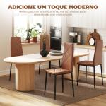 Conjunto de 4 Cadeiras de Jantar Estofadas em Couro Sintético com Encosto Alto e Pernas de Aço 41x50x97 cm Castanho
