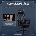 Cadeira de Gaming com Apoio para os Pés Retrátil Cadeira de Escritório Reclinável com Apoio para a Cabeça e Altura Ajustável 65x65x119 - 129cm Preto