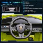 Carro Elétrico Infantil Lamborghini SIAN 12V para Crianças de 3 - 8 anos com Controle Remoto Abertura da Porta Música MP3 USB e Faróis 108x62x40 cm Verde